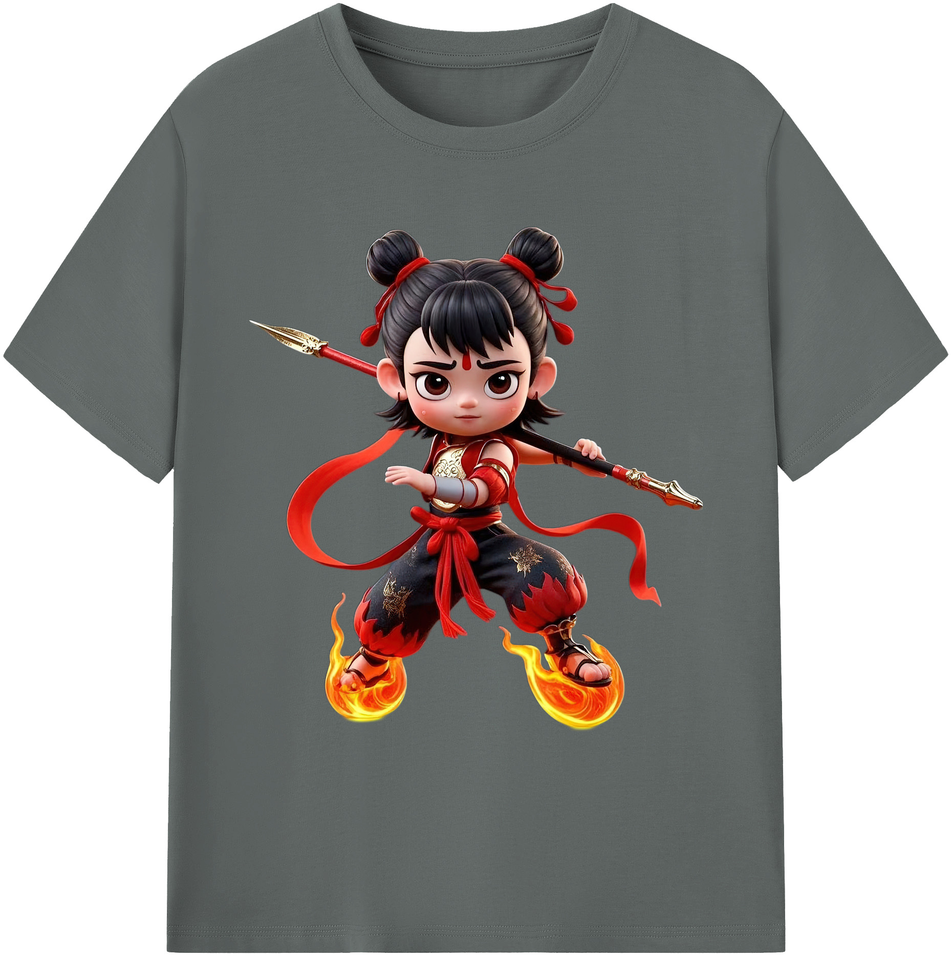 （画像用） Ne Zha 2 ナタ 魔童の大暴れ 綿100％ メンズ半袖Tシャツ｜肌触りやわらか＆通気性